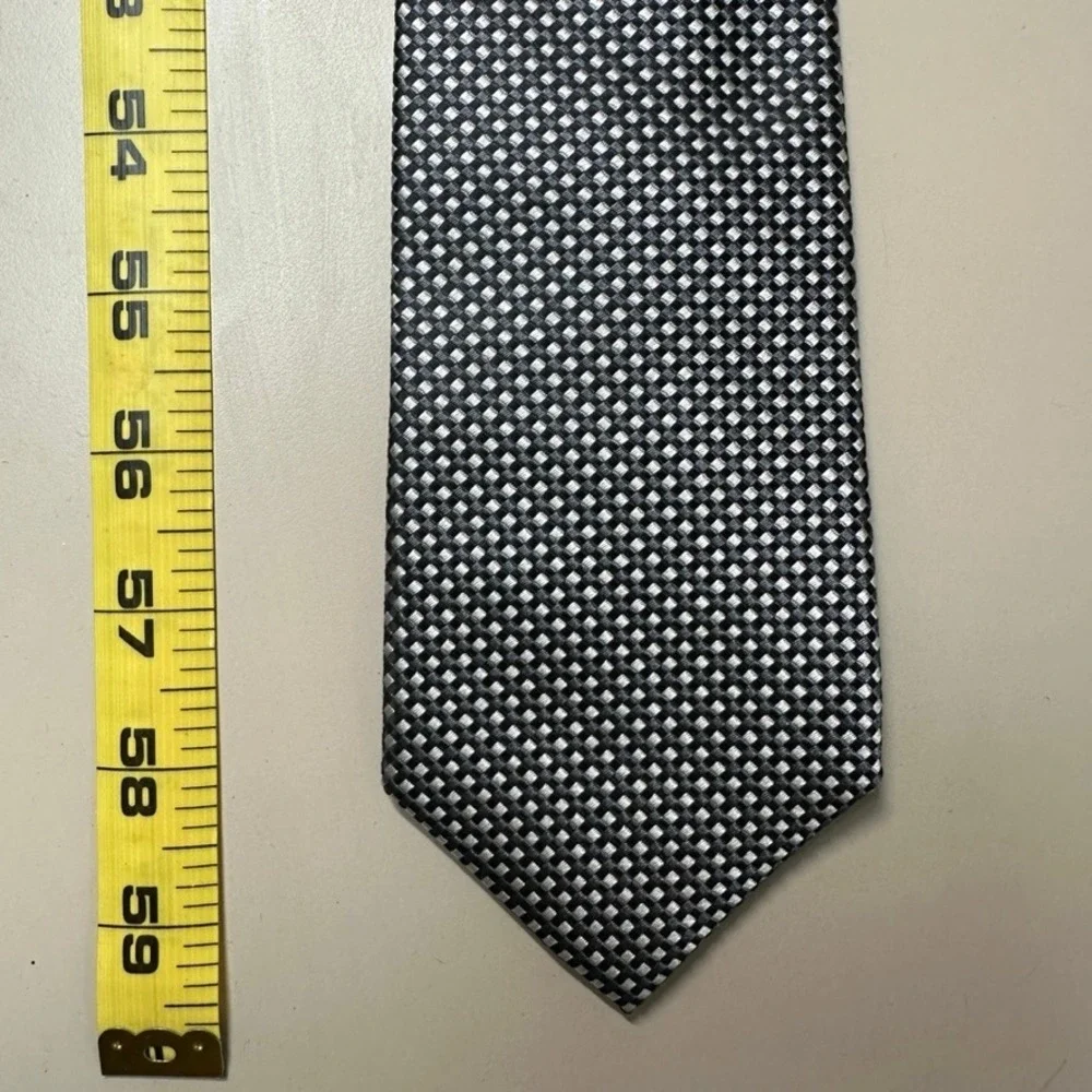 Banana Republic Mens Silk Blend Micro Check Tie Black Silver Grey 880055-00